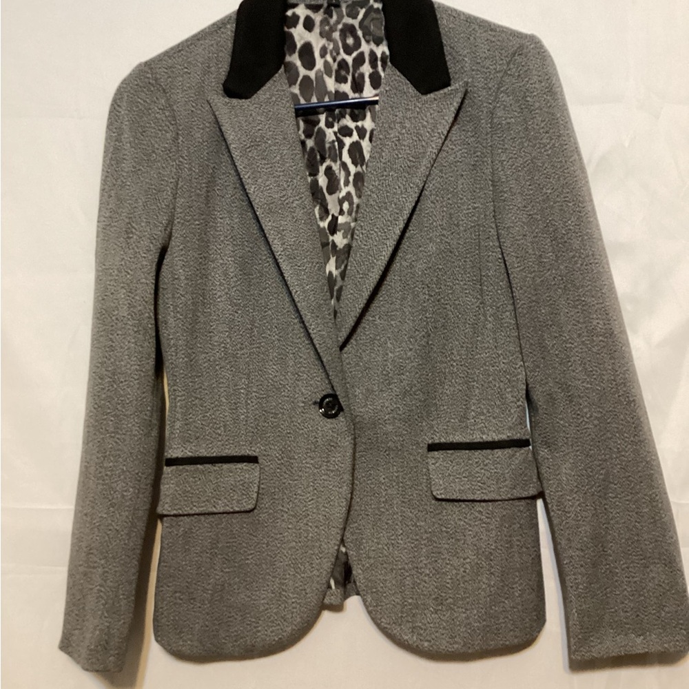 Express Women's Gray Blazer with Black Collar